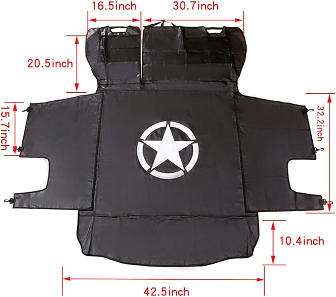 BESTAOO Dog Trunk Liner for Jeep - Heavy Duty Waterproof Oxford Cargo Protector for 2007-2025 Wrangler JK JL 4-Door, Nonslip Washable Pet Seat Cover & Anti-Scratch Liner (Star)