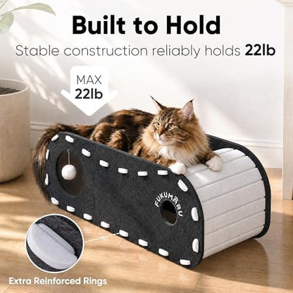 FUKUMARU Cat Bed Cave Tunnel, 31.5 Inch, Cat House Condo Indoor, Black - Image 6