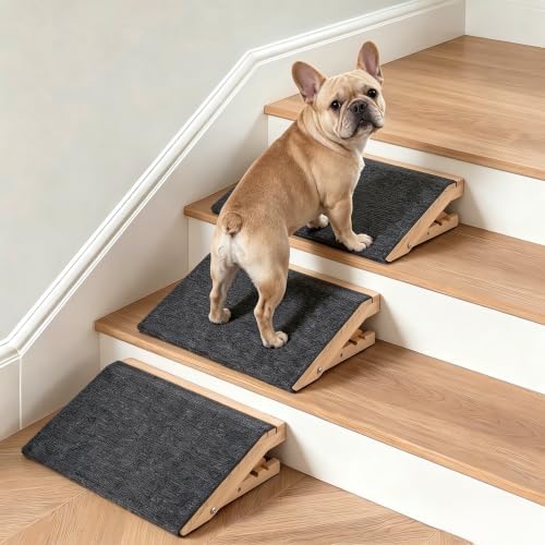 Adjustable Wooden Dog Stair Ramp, Stable Heavy Duty Pet Step Ramp, No Assembly Required Foldable Non Slip Pet Stairs for Small Dogs, Joint Support for Puppy Senior Injured Pets (3-Pack) - Image 5
