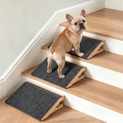 Adjustable Wooden Dog Stair Ramp, Stable Heavy Duty Pet Step Ramp, No Assembly Required Foldable Non Slip Pet Stairs for Small Dogs, Joint Support for Puppy Senior Injured Pets (3-Pack) - Image 5