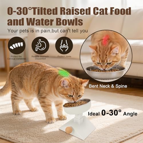 Elevated Cat Bowl, 4 Heights Stainless Steel Raised Stand - Image 5