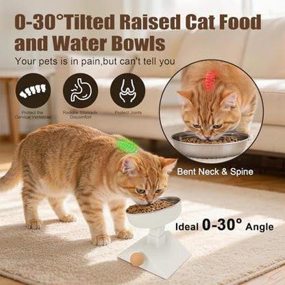 Elevated Cat Bowl, 4 Heights Stainless Steel Raised Stand - Image 5