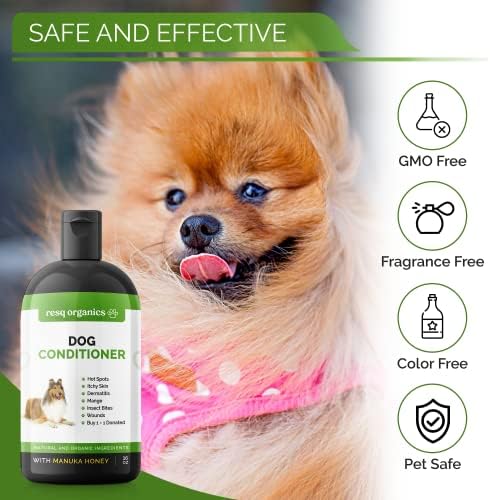 Hypoallergenic Dog Coat Conditioner- Detangles & Softens Fur, Calms Itching & Dryness, Organic Aloe Vera & Manuka Honey Soothes The Skin, Reduces Dandruff, Shedding, Scratching and More 16oz - Image 6