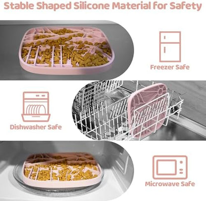 Puzzle Feeder Dog Lick Mat,Freezable Dog Enrichment Toys for Mental Stimulation and Anxiety Relief, Silicone Lick Mat, Slow Feeder Supports All Types of Food,Pink - Image 5