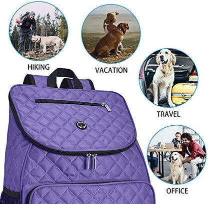 BAGLHER Dog Travel Bag Airline Approved Pet Supplies Backpack, Dog Travel Backpack with 2 Silicone Collapsible Bowls and 2 Food Baskets Purple - Image 5