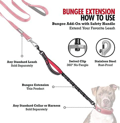 Tuff Pupper Bungee Dog Leash Extension | Shock Absorbing Extender Protects You & Your Dog | Added Handle Keeps Dogs Closer | Reflective For Night Walks | Works with Any Leash | For Medium & Large Dogs - Image 5