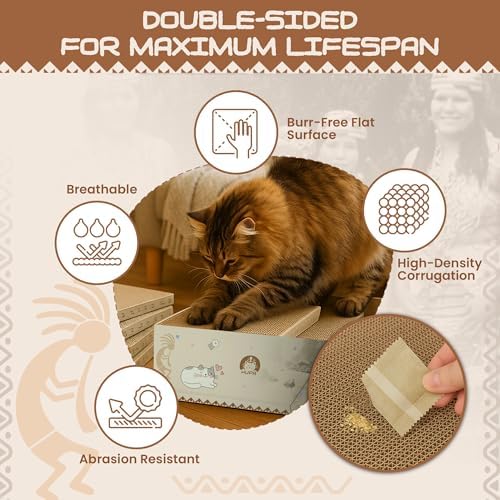 5 Pack Cat Scratching Boards | Reversible Cardboard Cat Scratcher with Catnip | Corrugated Cardboard cat Scratcher | Indoor Cat Scratch Pad | Durable Cat Scratcher Box | 16.34" L x 11.42" W x 5.51" H - Image 5