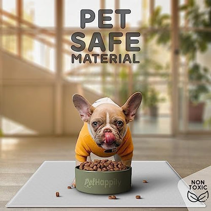 Dog Food Mat - Raised Edges Dogs Mat for Food and Water Prevent Spill, Waterproof Cat Food Mats Protect Floors, Easy Clean Dog Bowl Mats for Food and Water, Silicone Pet Food Tray - Image 3