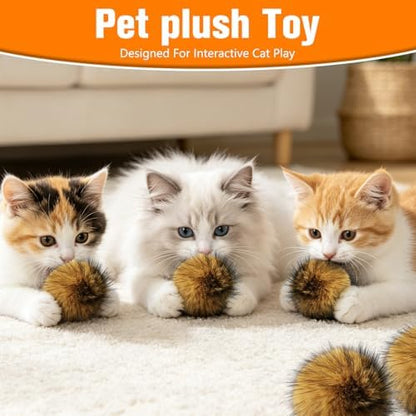 5Pcs Cat Toy Faux Rabbit Fur Ball, Rabbit Fur Ball Cat Toy, Soft Fluffy Cat Toy Ball, Furry Catnip Toy Ball for Indoor Cats, Washable & Fun to Chase for Exercise and Bonding - Image 2