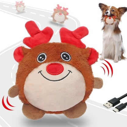 Senneny Christmas Dog Toys, Interactive Dog Toys Reindeer, Random Path Electric Automatic Moving and Rolling Dogs Toy, Motion-Activated Dog Ball with Plush Cover USB Rechargeable by Senneny