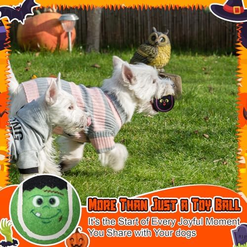 Civaner 6 Pcs Halloween Dog Toys Bulk, 2.5 Inch Squeaky Tennis Balls Gifts - Image 6