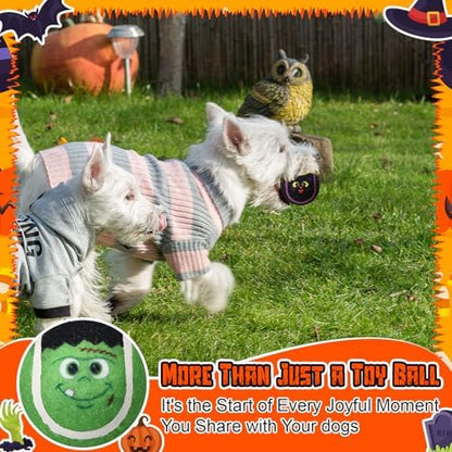 Civaner 6 Pcs Halloween Dog Toys Bulk, 2.5 Inch Squeaky Tennis Balls Gifts - Image 6