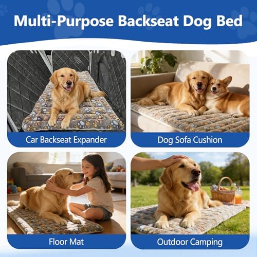 Thickened Dog Bed for Car Back Seat, Upgraded Bottom Non-Slip, Fits Hard Bottom car seat Cover for Dogs, Premium Mixed Color, Dog Car Seat Cover - Image 3