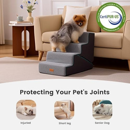 Gardner Pet Dog Stairs for Small Dogs 18.5" H, Small 2 in 1 Transformable 4-Step Pet Stairs and Dog ramp, Steps for Couch with Durable Non-Slip Waterproof Fabric Cover and Soft Foam, Grey - Image 5