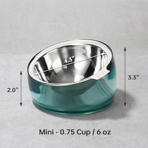 Felli Oblik 15° Tilted Small Animal Bowls for Pet Food & Water 6 oz Stainless Steel Dish Removable, Slanted Metal Plate Feeder for Kitten Puppy Rabbit Bunny Guinchilla Pig (0.75 Cups, Classic) - Image 2