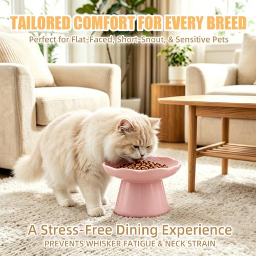 6" Elevated Cat Bowls,Ceramic cat Food Bowl, Pink, 1-Pack - Image 6