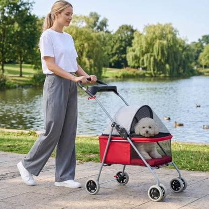BestPet Foldable Pet Stroller for Small/Medium Dogs and Cats Up to 33 lbs - Image 2