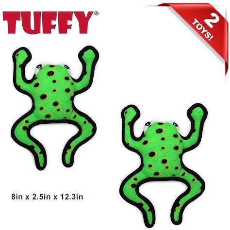 TUFFY - World's Tuffest Soft Dog Toy - Desert - Multiple Layers. Made Durable, Strong & Tough. Interactive Play (Tug, Toss & Fetch). Machine Washable & Floats (Leaping Phrog, Large 2 Pack)