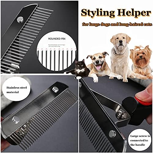 Long Tooth Undercoat Grooming Rake + Curved-Tooth Detangling Comb - Image 4