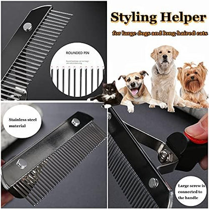 Long Tooth Undercoat Grooming Rake + Curved-Tooth Detangling Comb - Image 4