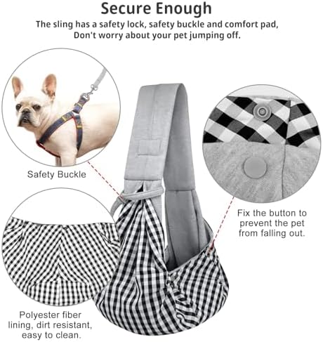 CUBY Dog and Cat Sling Carrier - Hands Free Reversible Small Pet Sling Carrier Bag - Soft Pouch and Tote Design - Suitable for Puppy, Small Dogs Cats Outdoor Travel(Classic Grey) - Image 3