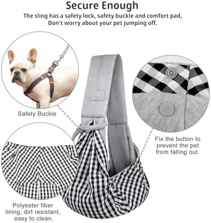 CUBY Dog and Cat Sling Carrier - Hands Free Reversible Small Pet Sling Carrier Bag - Soft Pouch and Tote Design - Suitable for Puppy, Small Dogs Cats Outdoor Travel(Classic Grey) - Image 3