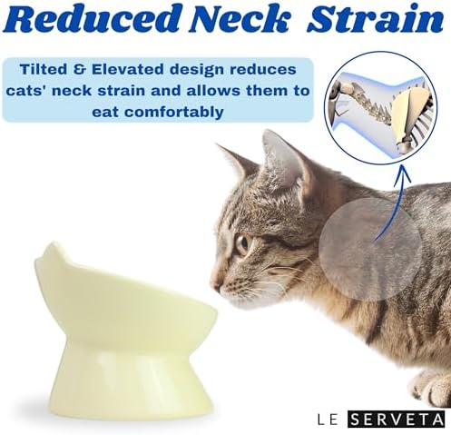 Macarons Series Ceramic Slow Feeder Cat Bowl, Raised Puzzle Feeder, Anti Vomiting Cat Slow Feeding, Elevated Food Bowl, Whisker Friendly Pet Bowl with Cute Ear Design (Yellow) - Image 4