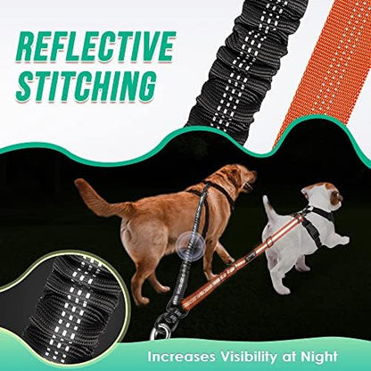 AUTOWT Two Dog Lead, 2 in 1 Upgraded Double Dog Leash Attachment Combine Adjustable Strap and Shock Absorbing Bungee No Tangle Dual Training Splitter for Different Size Dogs - Image 6