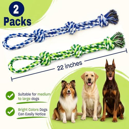 Dog Rope Toys for Aggressive Chewers, 2 Pack Tough Dog Chew Toys - Image 4