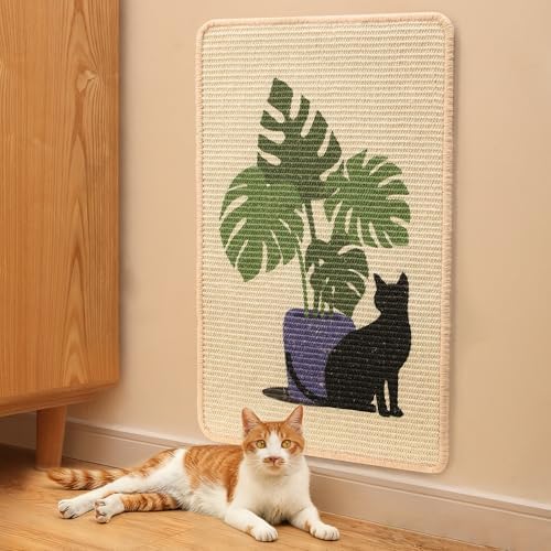 FUKUMARU Sisal Cat Scratching Mat, 23.6 x 15.7 Inch Cat Scratch Pad Wall - Image 5