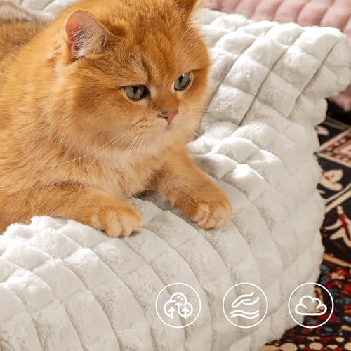 Cat Couch Bed with Fluffy Faux Rabbit Fur for Indoor Cats, 36 Inch - Image 3