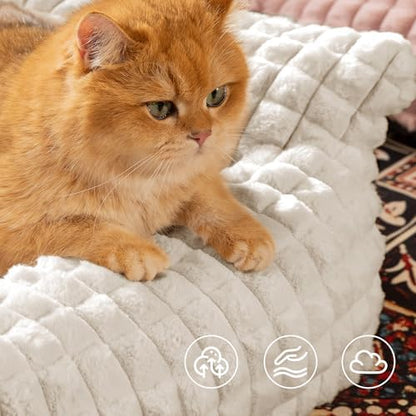 Cat Couch Bed with Fluffy Faux Rabbit Fur for Indoor Cats, 36 Inch - Image 3