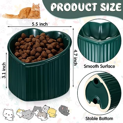 Dandat 4 Pcs Elevated Cat Food Bowls, Ceramic Raised Cat Bowls, Shallow, Less Digestion Issues, Anti Vomiting, No Stress for Food and Water Indoor Kitten - Image 2