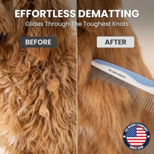 Metal Comb for Dogs, Dog Grooming Detangler Combs For Matted Hair, Small - Image 6