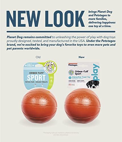 Outward Hound by Planet Dog Basketball, Durable Treat-Dispensing Dog Ball, Interactive Fetch Toy, Orbee-Tuff, Mint Scented, BPA-Free, for Indoor & Outdoor Play, Brown - Image 2