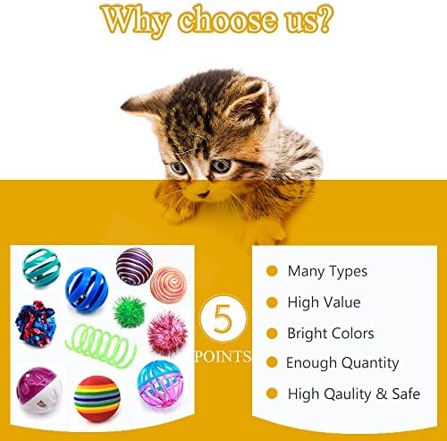 LASOCUHOO Cat Toys Kitten Assortment - Rainbow, Crinkle, Sparkle, Bell & Sisal Balls for All Cats - 30 Packs - Image 3
