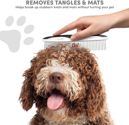 Poodle Pet Dog Combs for Grooming | 2 Pack | Stainless Steel Teeth Easily Remove Dirt | Proper Care Prevents Knots and Mats for Long and Short Haired Pets | Anti-Slip Comfort Grip Handle (Black) - Image 6