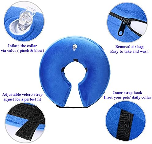 Inflatable Dog Cone Collar for After Surgery, Doggie Neck Blow up Donut Recovery ECollar, Soft Adjustable Dog Cone for Small Medium Large Dogs and Cats - Image 3