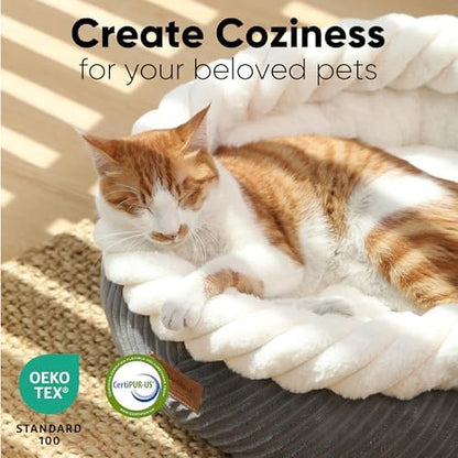 FUKUMARU Cute Round Cat Bed, Calming Donut Small Dog Beds, Washable - Image 2
