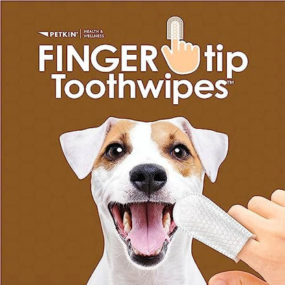 Petkin Fingertip Tooth Wipes for Dogs and Cats, 50 Finger Wipes - Slip-On, Snug Fit, Micro-Bristle Fabric - Cleans Teeth, Gums, Plaque & Tartar - Convenient, Ideal for Home and Travel - Peanut Butter - Image 2