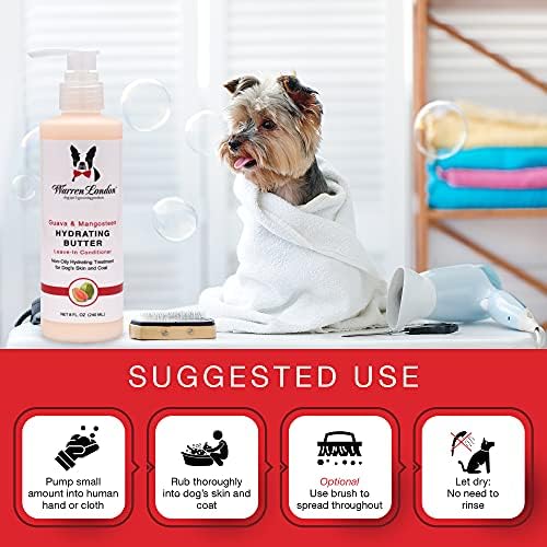 Warren London 8oz Butter Combo - Premium Dog Shampoo & Conditioner - Exfoliating Wash with Fragrant Leave in Conditioner - Detangler and Coat Moisturizer - Milk & Honey w/Guava & Mango - Image 5