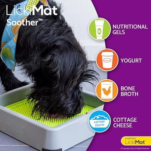 LickiMat Classic Soother, Dog Feeding Mat for Boredom and Anxiety Relief, Ideal for Food, Treats, Yoghurt or Peanut Butter, Lick Mats, Fun Alternative to a Slow Feeder Bowl, Green - Image 4