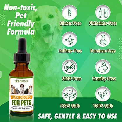 Natural Ear Cleaner for Dogs, Cats, Kitten, Puppy – Gentle Cleansing Ear Wash Solution Mite Infection & Yeast Treatment for Pets – Drying, Healing Medicinal Ear Cleaning Drops Made in USA - Image 3
