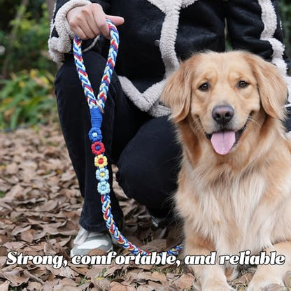 5FT Braided Cotton Rope Leash for Small, Medium and Large Dogs, Colorful Carousel - Image 4