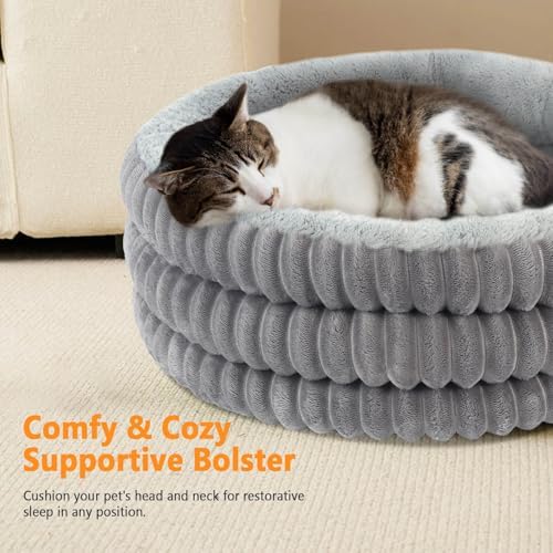 Heated Cat Bed Indoor, 20" Round Donut Deep Sleep Calming Heated Pet Beds for Cats and Small Dogs, Comfort Electric Thermal Cat Warming Bed with Adjustable Heating Pad, Washable and Indoor Use - Image 6