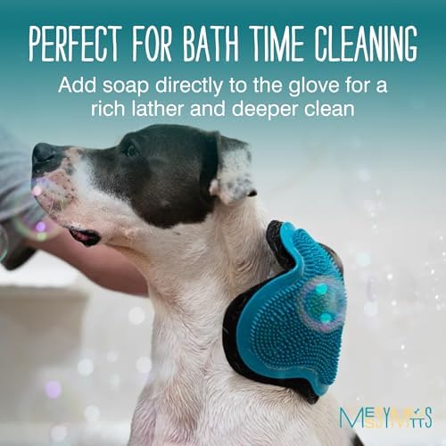 Messy Mutts Reversible Silicone Dog Grooming Glove, Hair Remover, Blue - Image 4