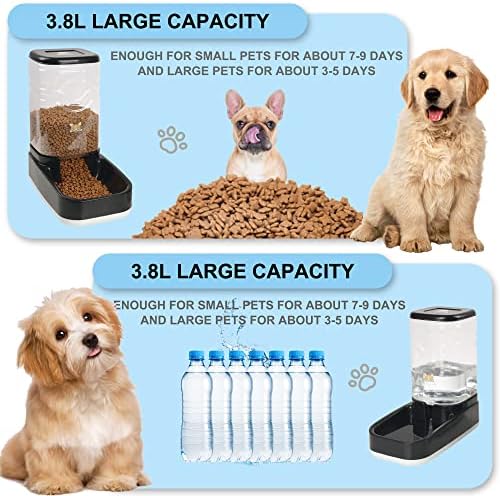 Elevon Automatic Cat Feeder, Gravity Food and Water Dispenser Bowl Set for Small Medium Dogs Animals, Pet Feeder Dispenser Storage Food, 3.8L Large Capacity, Black - Image 5