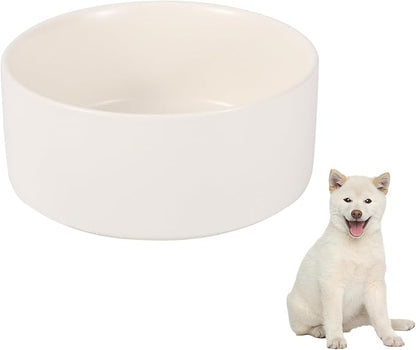 Ceramic Dog Bowl for Food and Water - Pet Dish for Small and Medium Dogs - Microwave and Dishwasher Safe - 28.74 oz - 850 ml - White