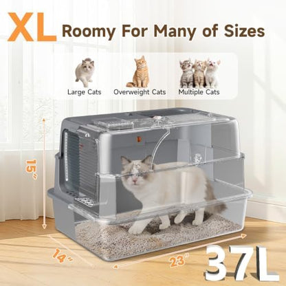 Enclosed Stainless Steel Litter Box, XL Covered MetalPan Includes Mat Scoop - Image 2