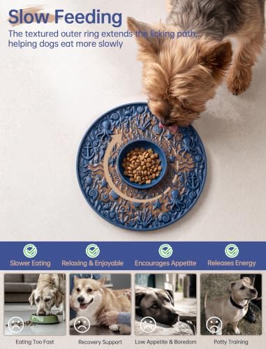ZooZoo 2-in-1 Dog Lick Mat & Slow Feeder Bowl, Silicone Suction Cups, Blue - Image 4